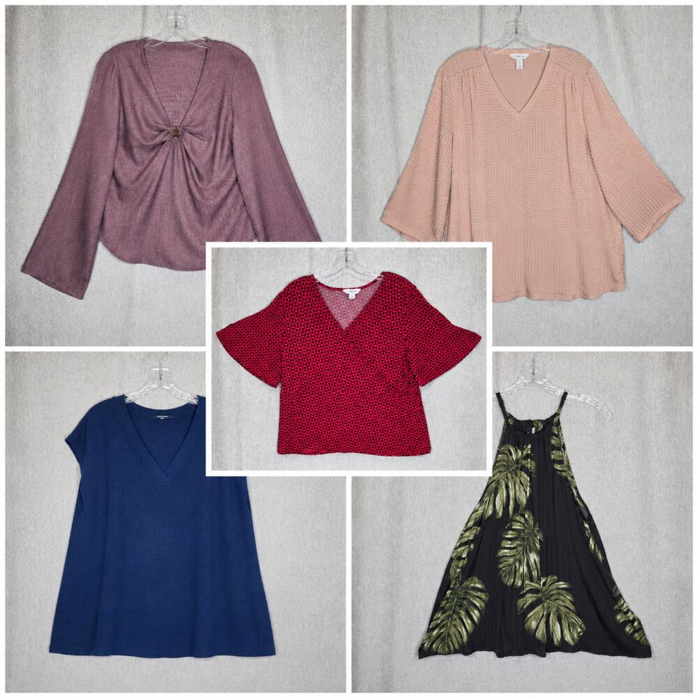 Womens Clothing Lot 5 Tops Size L Large Liz Claiborne Worthington Casual Blouses